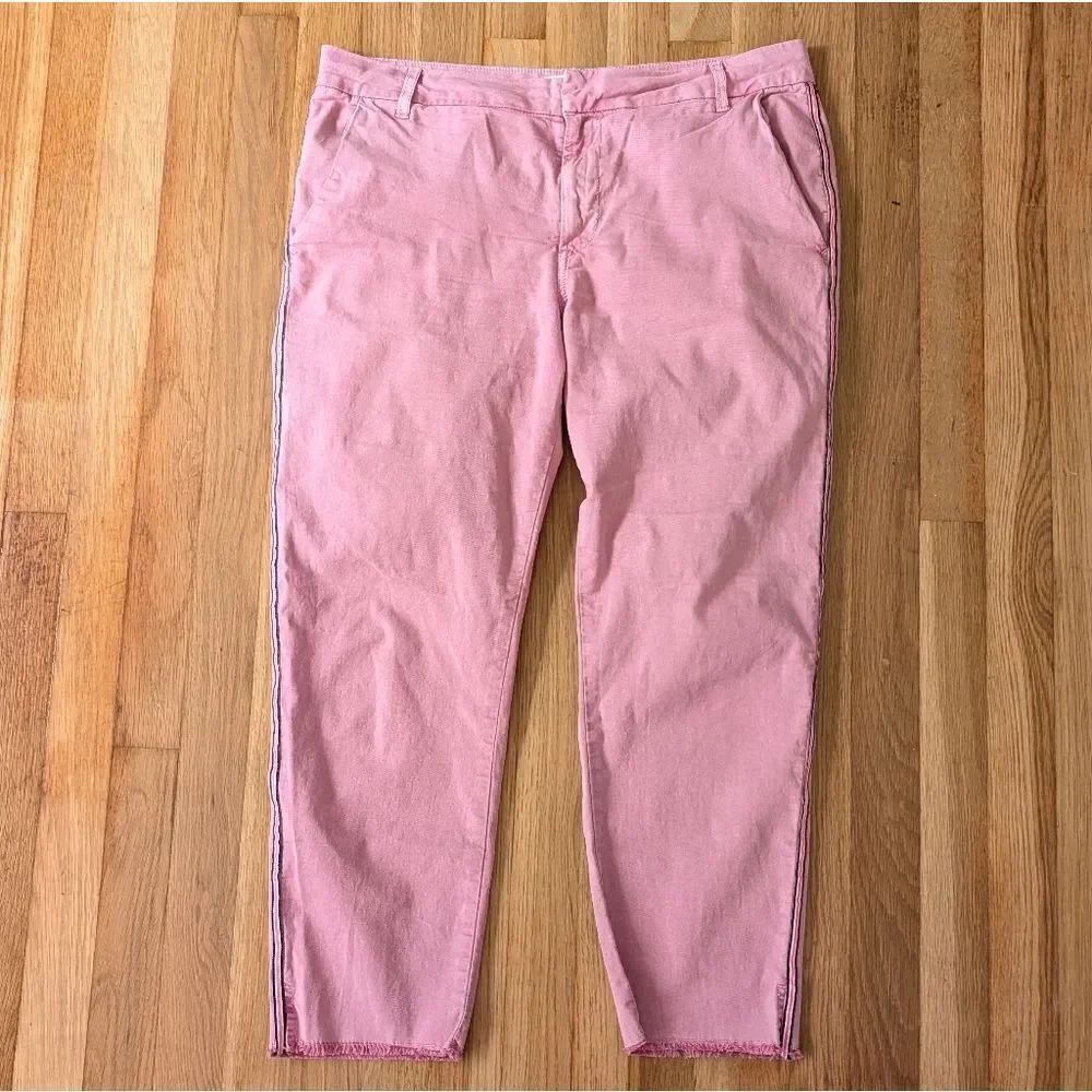 Sundry Pink Side stripe chino khaki pants with raw hem